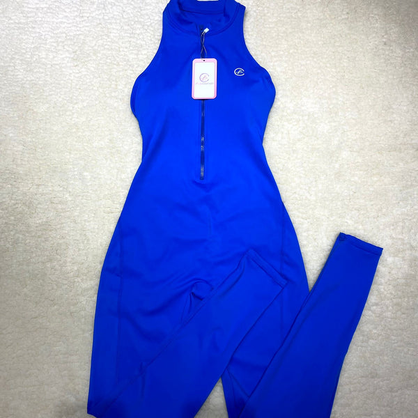 ENTERIZO DEPORTIVO LARGO CON CIERRE Y ESPALDA DESCUBIERTA AZUL REY