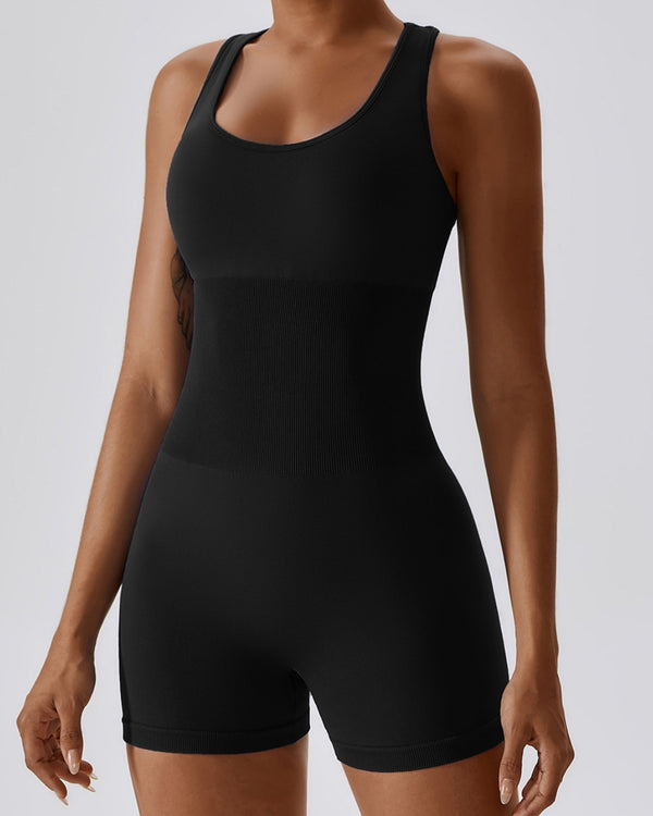 ENTERIZO DEPORTIVO CORTO SEAMLESS FAJÓN NEGRO