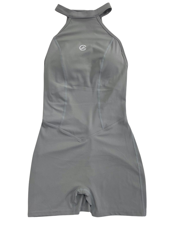 ENTERIZO CORTO ESPALDA DESCUBIERTA GRIS